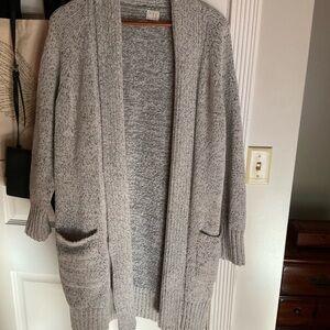 Women’s marled gray white black long cardigan sweater